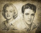 Elvis Presley And Marilyn Monroe Vintage Pencil Drawing Print