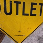 Vintage Heavy  Steel  No Outlet  City Of Chicago  Road-street Sign   30  Square
