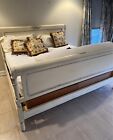 Vintage French Country Off White King Bed Frame Headboard   Footboard Only