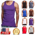Men S-5xl 100  Cotton Tank Top T-shirt A-shirt Muscle Ribbed Wife Beater Tee Gym