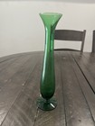Old Morgantown Glass Vase Lara Evergreen Green 10  Footed Bud Vase Decor