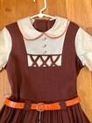Nos Vintage 1950 s Girls Fruit Of The Loom Brown Spun Rayon Dress
