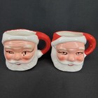 Vintage 1950s Napco Christmas Open Eye Glamour Santa Mug Set Of 2 Made In Japan