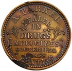  1860 s  Pontiac Mi-770-c-1b  r-5  Abiram Parker Civil War Token 