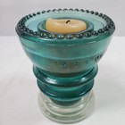 Vintage Glass Insulator Candle Holder 4 Inch Tall