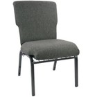 21  Wide Charcoal Gray Fabric Church Chair With Book Rack And Silver Vein Frame