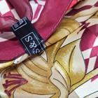 S s Women   s Silk Satin Floral Scarf With Logo Accent Burgundy Cream Yellow Red