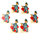 6 Nos 1930 s 1940 s Die Cut Valentine Card Stand-up Boy Policeman Usa Litho