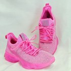 Belos Memory Foam Pink Glitter Rhinestone Sneakers Shoes Size 8 Mesh Slip On