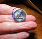 Vintage Antique French Intaglio  sailboat In Water  Back Painted  Metal Button