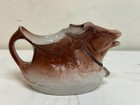 Vintage German Ceramic Cow Creamer Pitcher Brown White Matte Glaze 