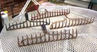 4 Vintage Yard Rake Heads 14-15-16 Tines Cast Iron   One Vintage Hoe Head