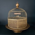Vintage Hendryx Brass Bird Cage   Beehive Dome   Tabletop Pedestal   Hanging