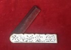 Vtg Stratton England Folding Comb White   Black Enamel Design  