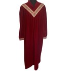 Vintage 90s Vanity Fair 2xl Velour Burgundy House Dress Tapestry Trim Full Zip