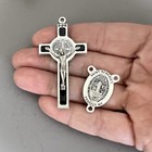 Rosary Center Crucifix   Paters Set   Saint Benedict Centerpiece Beads Italy 8pc