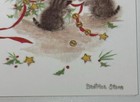 Vintage Unused Kristin Elliott Christmas Card Kittens Playing Under Tree