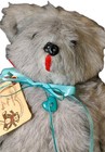 Vintage Treasure Bear And Ladybug Gray Bear Plush With Tags Handmade 1988