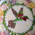 Sailor s Valentine  Seashell Mosaic  Hummingbird Art