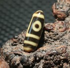 Unique Vintage Tibetan Old Agate Ivory Color Fold Line 2 Eyed Dzi Bead Pendant