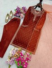 Latest Designer Maroon Viscose Velvet Salwar Kameez With Dupatta For Women