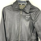 Hard Rock Cafe Nashville Leather Jacket Womens Medium Black Embroidered