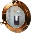  Antique Brass Porthole Maritime Nautical Ship Wall Decor Window Port Mirror