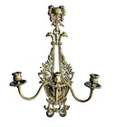 Vintage French 3 Arm Ornate Solid Brass Candle Holder Wall Sconce Candleholder