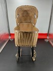 Vintage Wicker Doll Pram Stroller Carriage Antique Toy Baby Buggy Collectible