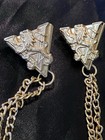 Vintage Set Of Collar Tips Gold Tone Screw On  With Chain V Rampant Lion