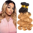 Ombre 1b 27 Body Wave Human Hair Bundles With Closure 4  4 Lace Closure Hair Weft