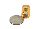 Thimble Gold Tone Metal Porcelain Plaque With Rose Sewing Collectible Spain