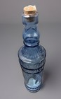 Holiday Xmas Glass Decorating Bottle 12 25    Tall Aqua W Cork   Raised Design New