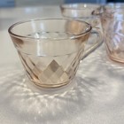 Pink Depression Glass Coffee Cup Mug Set Of 4 Vtg Diamond Optic