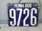 1906 Pennsylvania License Plate First Issue Porcelain 