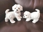 Vtg Homco Set Of 2 White Maltese Puppies Porcelain Figurines 1411 3  H Playful