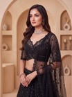 Indian Heavy Net Lehenga Choli Motif Embroidery Wedding Party Wear Dress