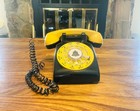 Vintage Western Electric Working Rotary Dial Phone  Black And Yellow Telephone