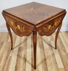 Vintage French 20th C Louis Xv Style Satinwood Inlay Drop Leaf Envelope Table