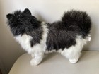 Hansa Standing Long Hair Plush Cat Black White Stuffed Animal Realistic 12  Tall