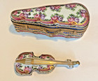 Rare Limoges Imports Collector Porcelain Figurine Trinket Treasure Violin   Case