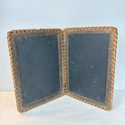 Antique School Student Slate Chalkboard Hinged Double Sided Wood Frame Felt Edge