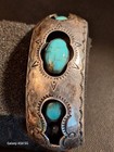 Native American Navajo Sterling Shadow Box Turquoise Cuff Bracelet