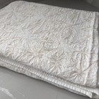 Vintage Tablecloth 69x120    Embroidered White Gold With 16 Square Napkins Cotton