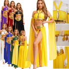 Us Women Sexy Arabian Princess Belly Dance Halter Bra Top  split Skirts  sleeves
