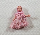 Dollhouse Baby Doll Porcelain Moveable 1 12 Scale Miniature Pink Lace Outfit