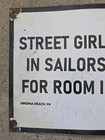 Vintage 1942 Sailor Porcelain Sign Old Hotel Virginia Beach Street Girls Brothel