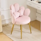 Modern Dining Chair Small Accent Chair With Adustable Gold Legs bow Pillow