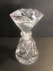 Art Deco Perfume Bottle clear Glass czechoslovakia C1940 heavy Crystal deep Cut