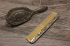 Beautiful Vintage Silver Plated Vanity Comb And Hair Brush Hairbrush Set Floral